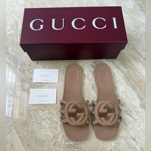 Gucci Slide Sandals Interlocking G Size 38 w/ Box